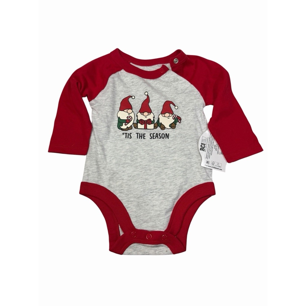 holiday time baby boys long sleeve christmas bodysuit size 3-6 months